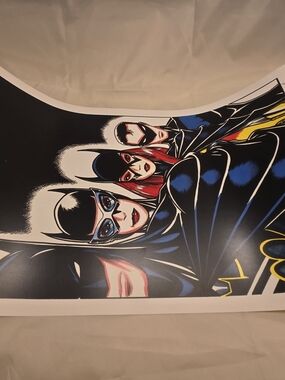 3 Separate Graphic Comic Art Print  & Blue Bat-Inspired Group